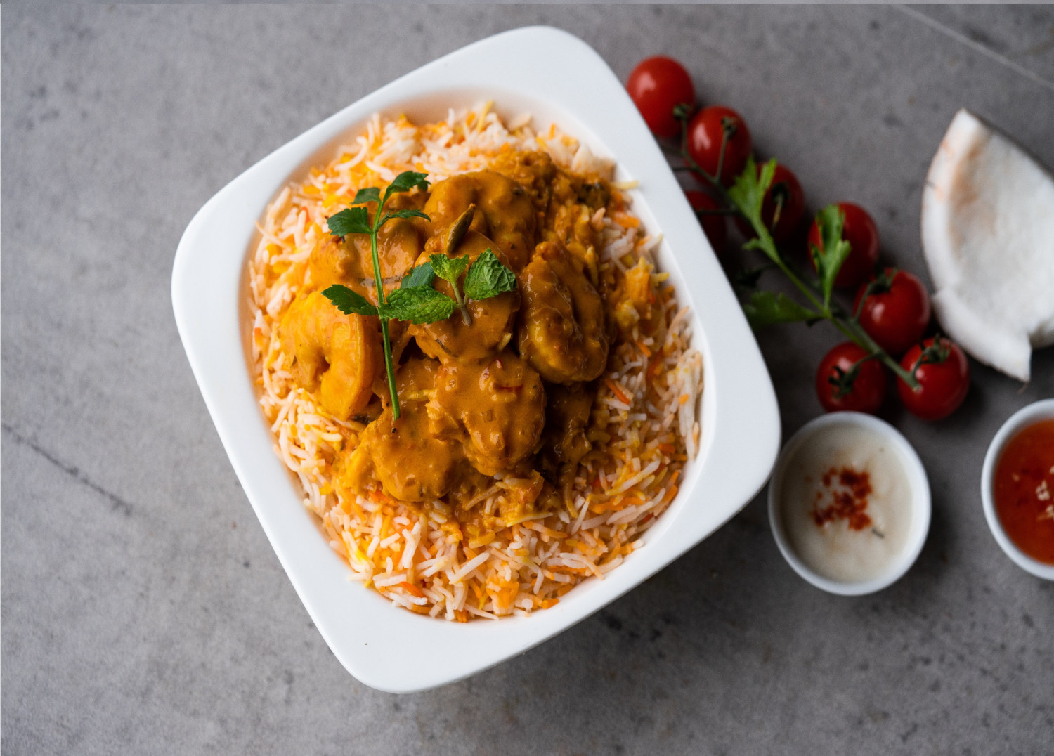 Shrimp Biryani (CALORIES: 320 PROTEINS: 43 Grams FATS: 8 Grams)
