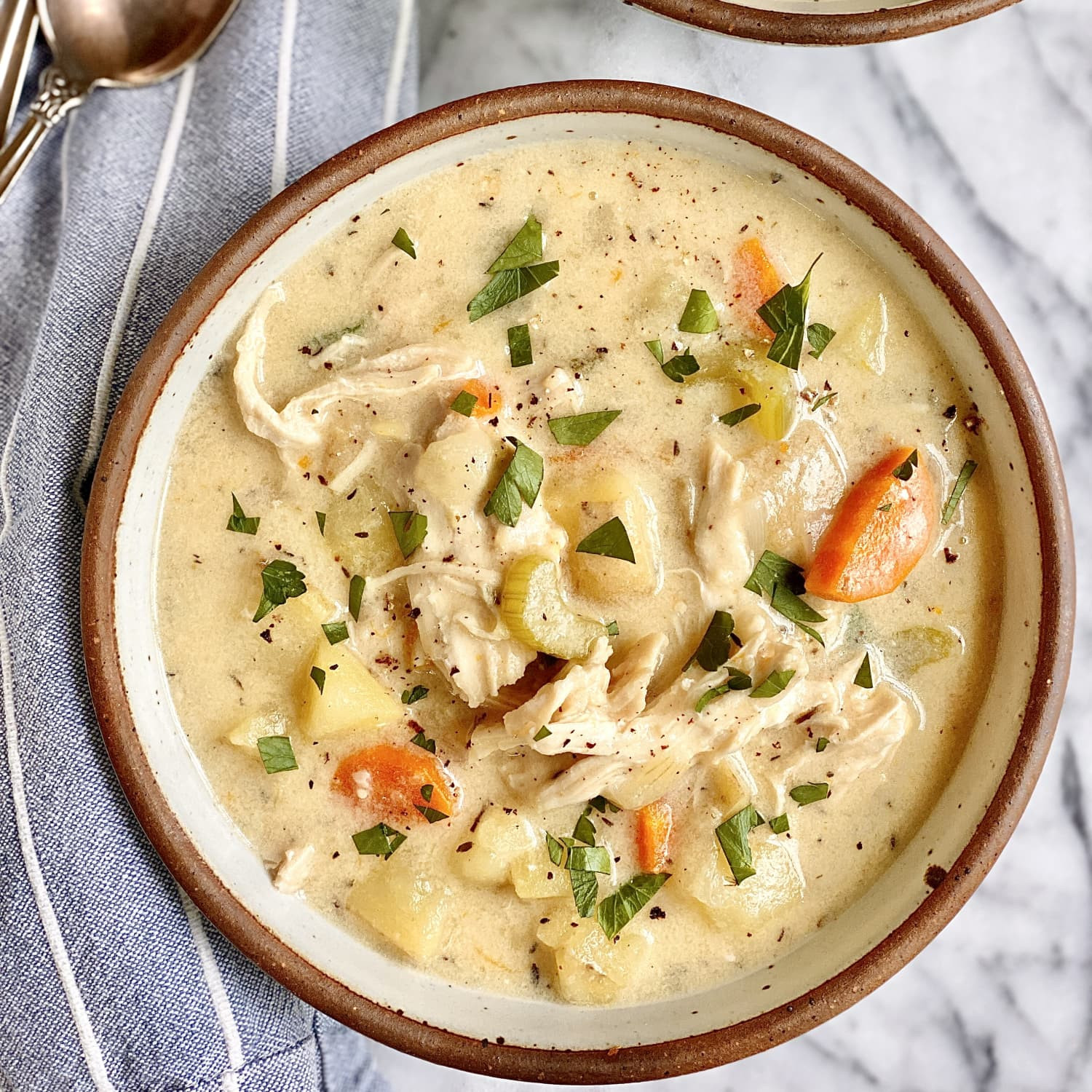 Cream of Chicken Soup (CALORIES: 235 PROTEINS: 12.8 Grams FATS: 10.4 Grams)