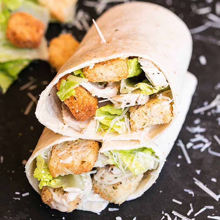 Chicken Caesar Wrap (CALORIES: 252 PROTEINS:  34 Grams FATS:  6 Grams)